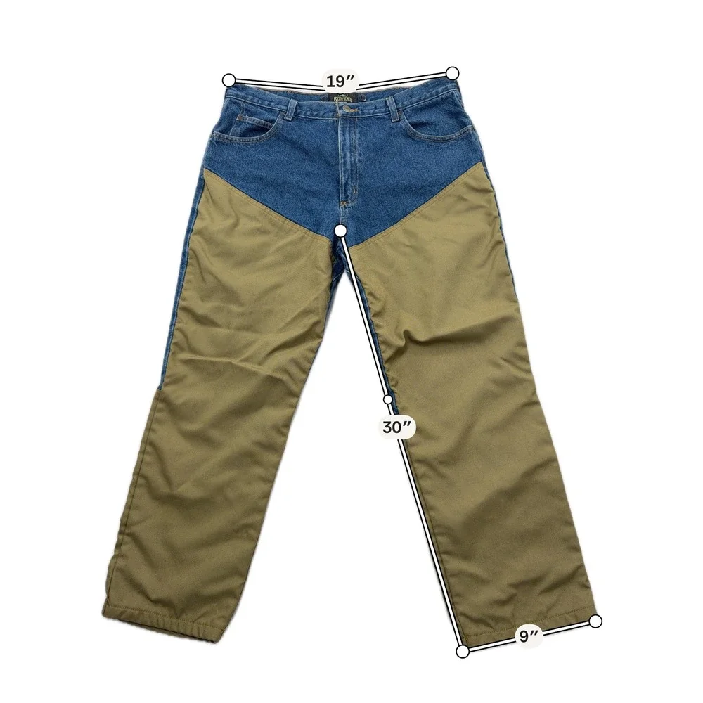 RedHead Field Pants Brush Guard Hunting Denim Blue Brown Mens 38x30
